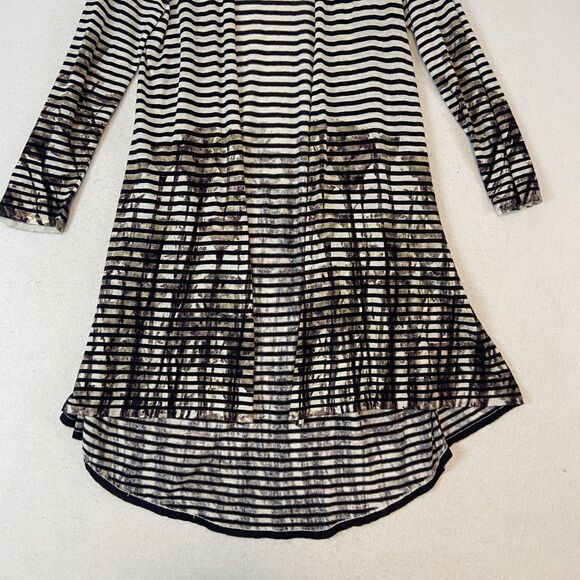 Nic Zoe Duster Cardigan Size‎ M Striped Floral Linen Blend Hi Low Lightweight - Picture 3 of 7
